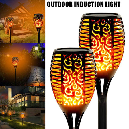 1 Pis Outdoor Rechargeable Solar Flame Lights Waterproof Garden Lamp
