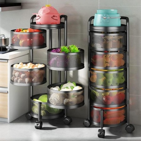 5 Layer (Round) Full Metal Fruit/Vegetable Rack(Black)