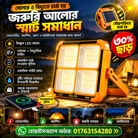 Solar Powered Rechargeable LED Floodlight & Powerbank